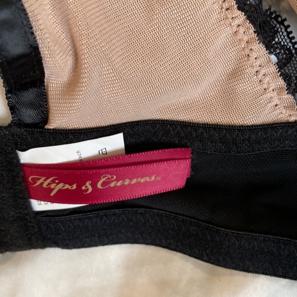 NWOT Sexy bralette from Hips and Curves in size 5X. Black lace over nude backing - Picture 3 of 5